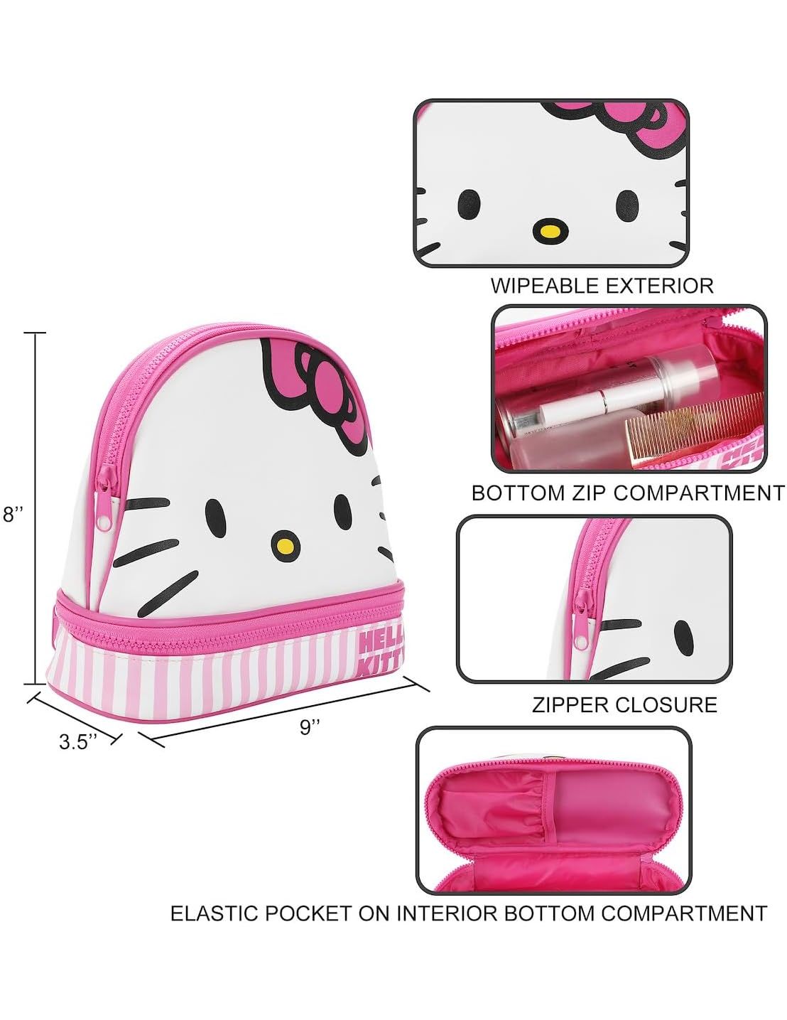Estuche Para Cosméticos Con Cremallera Bioworld Hello Kitty Big Face ...