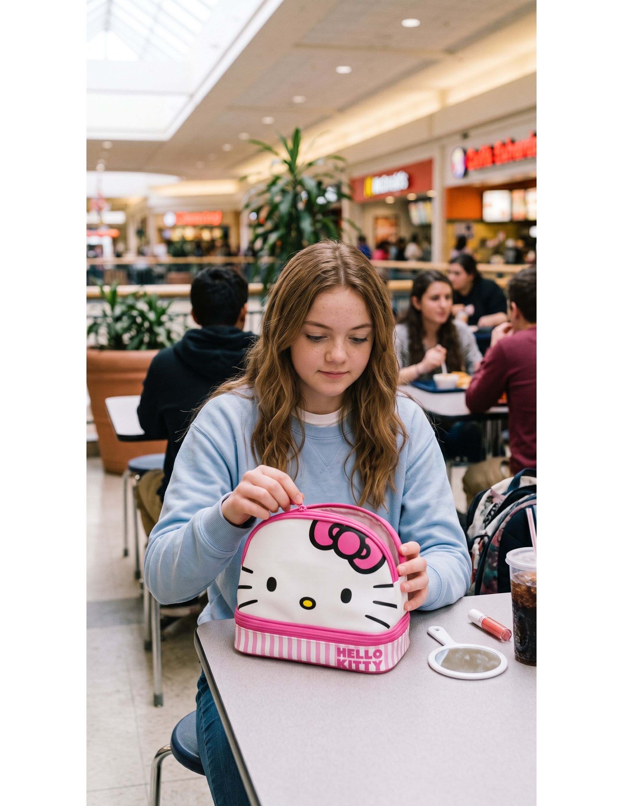 Estuche Para Cosméticos Con Cremallera Bioworld Hello Kitty Big Face ...